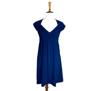 🍀Boston Proper Navy Blue Cap Sleeve V-neck Slinky Dress Women's Size 4